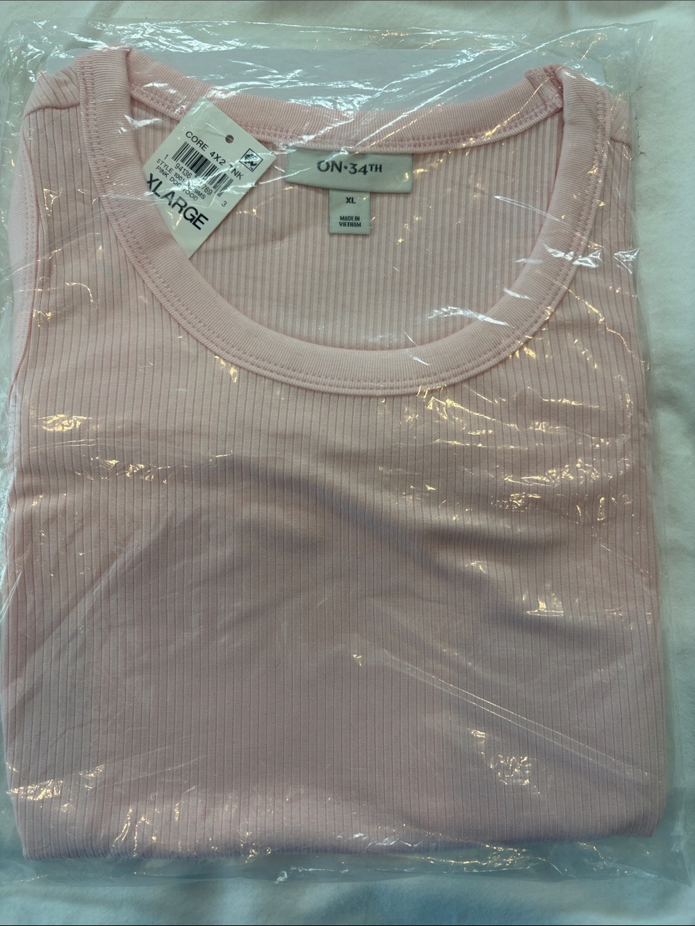 ON·34TH Pink Ribbed Tank Top - XL - Picture 2 of 3